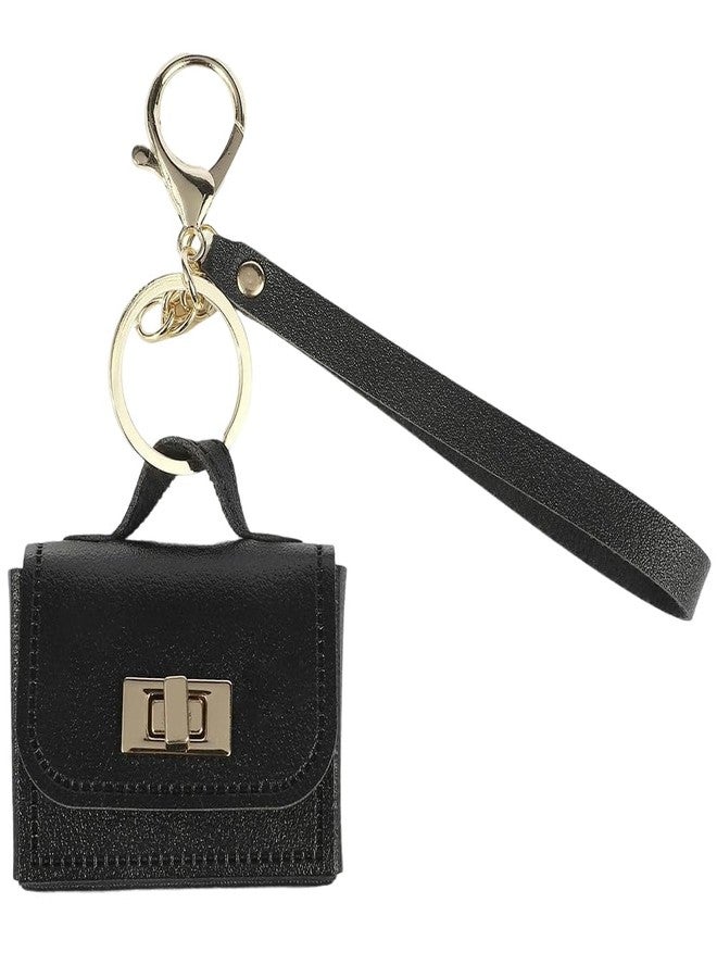 CALFOVERA Mini PU Leather Handbag Keychain Miniature Change Pouch Coin Purse Pendants with Key Ring Headset Bag Small Headphone Bag Keychain Charm Accessories for Women Purse Handbag Decor (Black) - Image 1